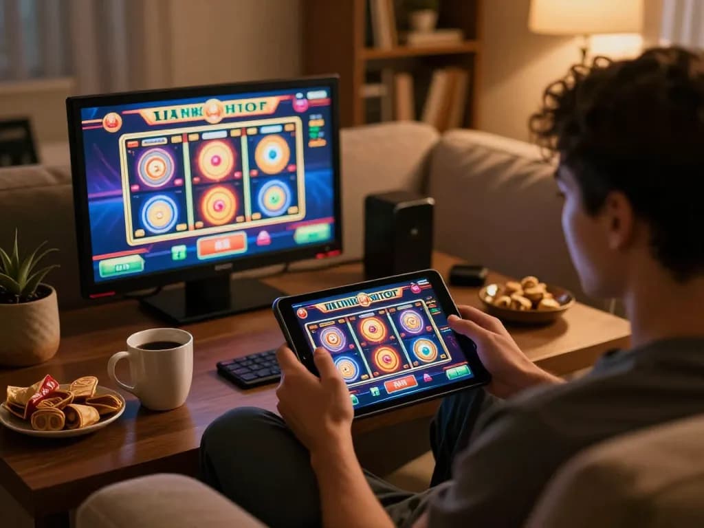 Engaging in online gaming at https://ee888.sa.com/, experiencing vibrant slots from the comfort of home.