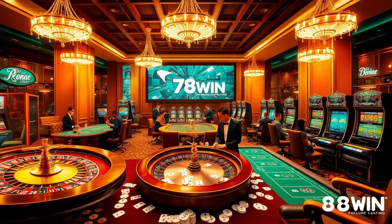 Experience the excitement of gambling at 78WIN with vibrant casino games and enthusiastic players.