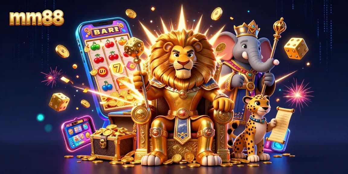 Spin to win at mm88 with vibrant 3D casino characters enjoying a jackpot explosion.