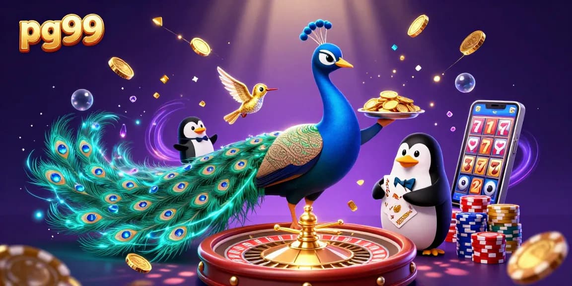 Experience excitement with pg99 in a vibrant casino scene featuring colorful characters and dynamic gaming elements!