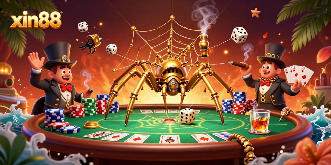 Experience the thrill of xin88 with steampunk elements and vibrant casino graphics.