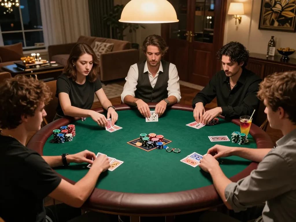 Hitclub players enjoying an engaging poker game at home, showcasing strategy in action.