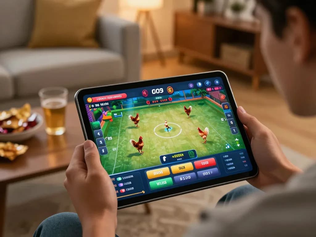 Engaging in đá ga cp2 wala88 online gameplay on a tablet with dynamic odds display.