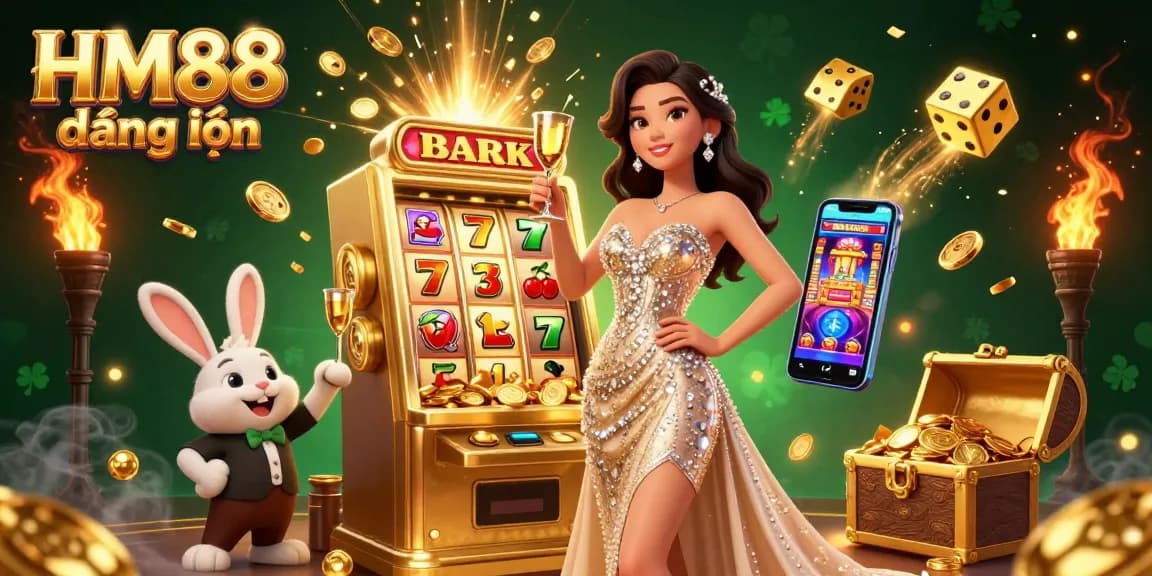 HM88 đăng nhập: Celebrate winning at the stunning casino with a glamorous woman and jackpot slot machine.