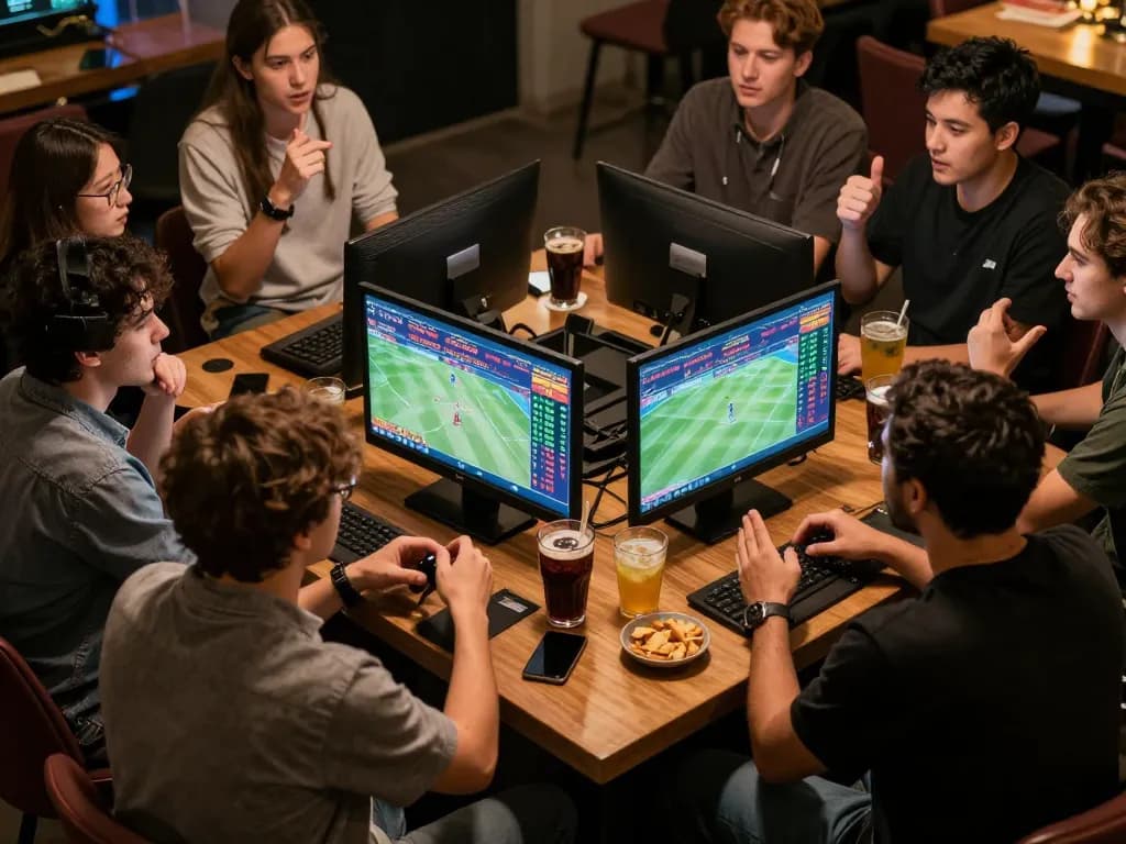 W88 sports betting excitement with friends watching live games and placing bets.