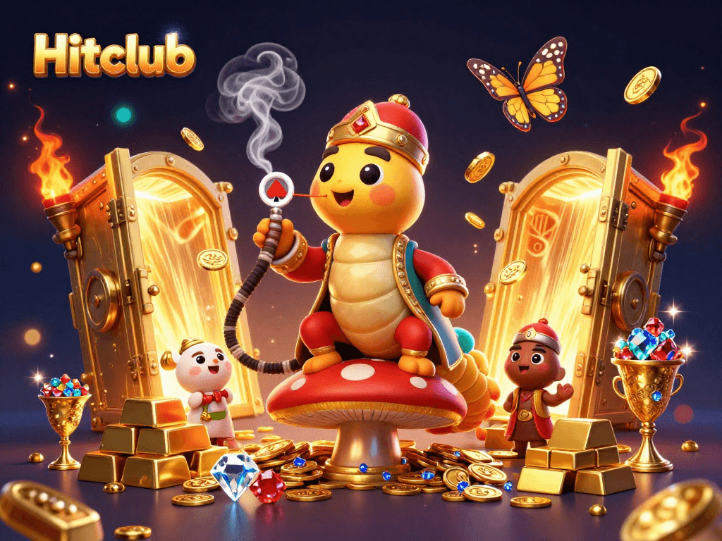 Hitclub captures the thrill of gaming with vibrant 3D characters and treasure elements.