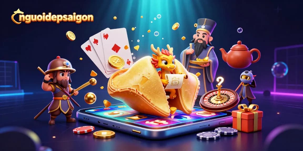 nguoidepsaigon showcases a vibrant casino scene with golden characters and dynamic gaming elements