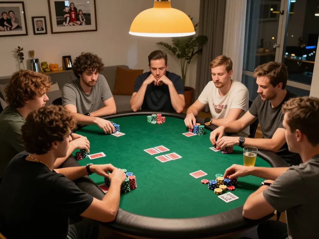 Experience thrilling moments of competitive poker gameplay at home with KJC365, as players strategize and place bets