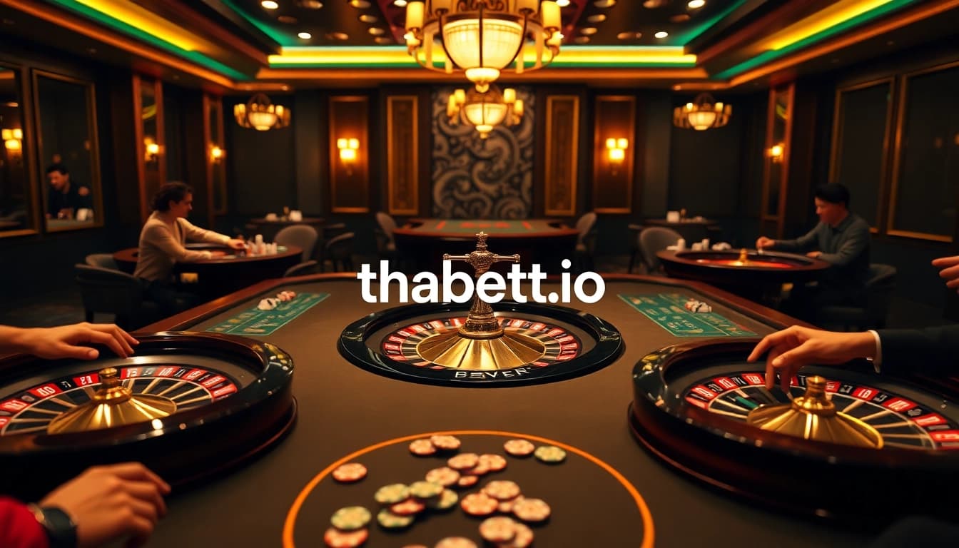 Excited players engaging in high-stakes play at thabett.io casino table.