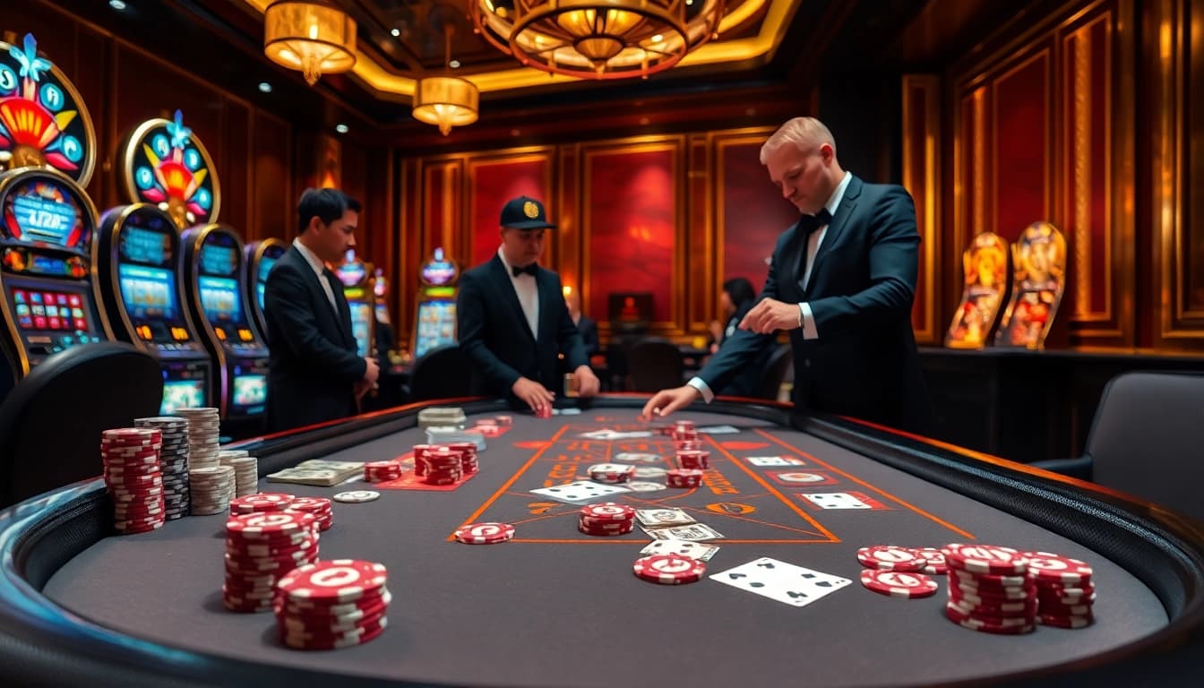 Exciting casino experience with ALO 789 poker table and vibrant betting chips in action.