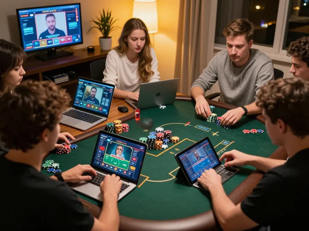 Engaging players at online poker through https://www.atqvn.com/, showcasing strategy and action in an inviting home setting
