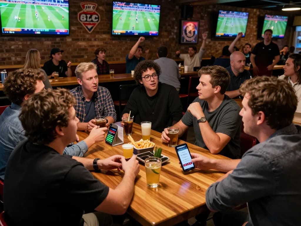 Engaging sports betting scene with friends using the NOWGOAL app for live odds and game predictions