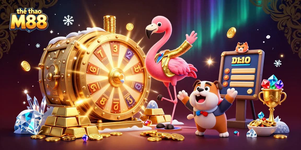 Experience the excitement of cá cược thể thao M88 with vibrant casino-style visuals in this colorful scene.