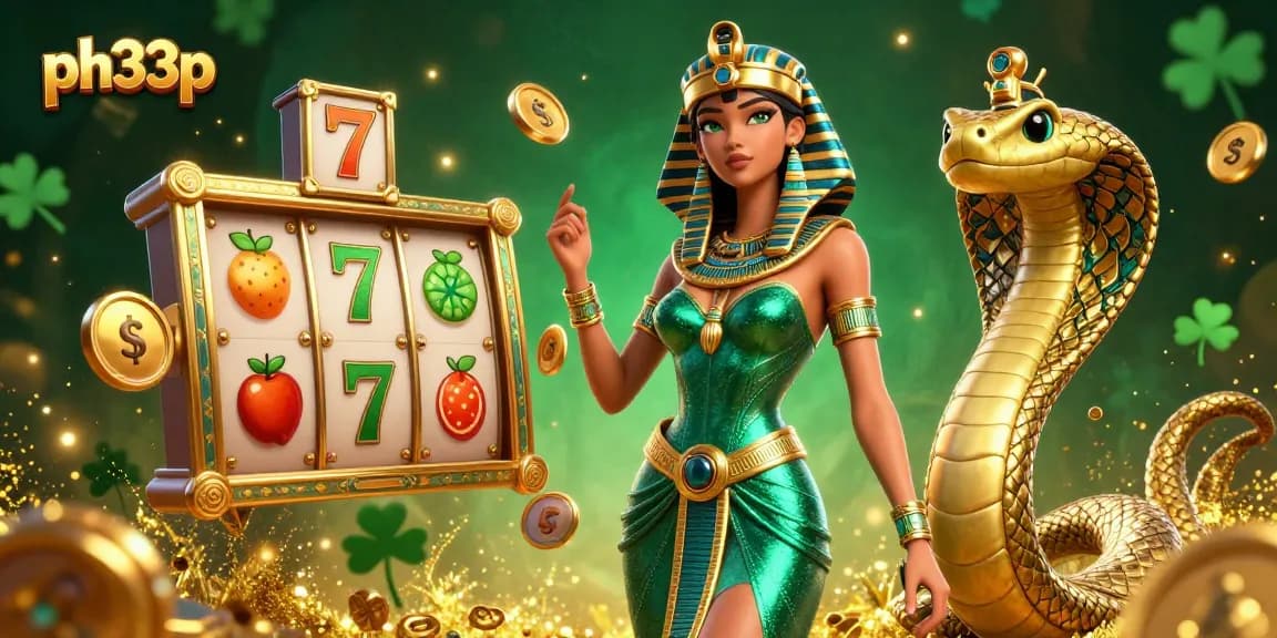 Experience thrilling gaming adventures at ph33p with dynamic slot reels and vibrant symbols amidst golden decor.