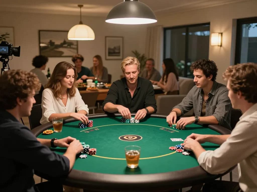 Daga players enjoying a lively poker night with strategic gameplay and stacked chips.