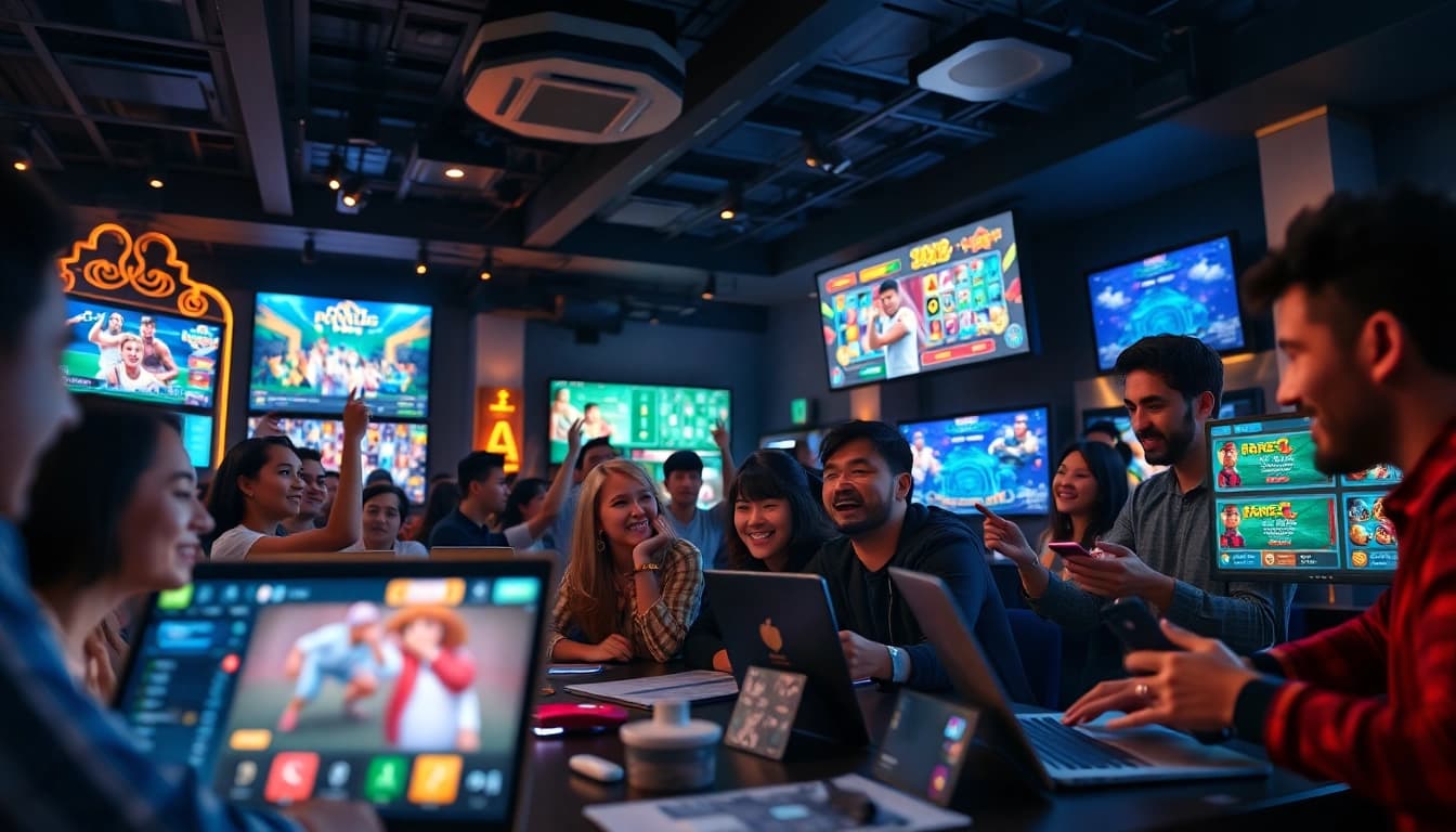Exciting online gaming environment with diverse players at vin777.gb.net, showcasing various betting games and casino excitement.