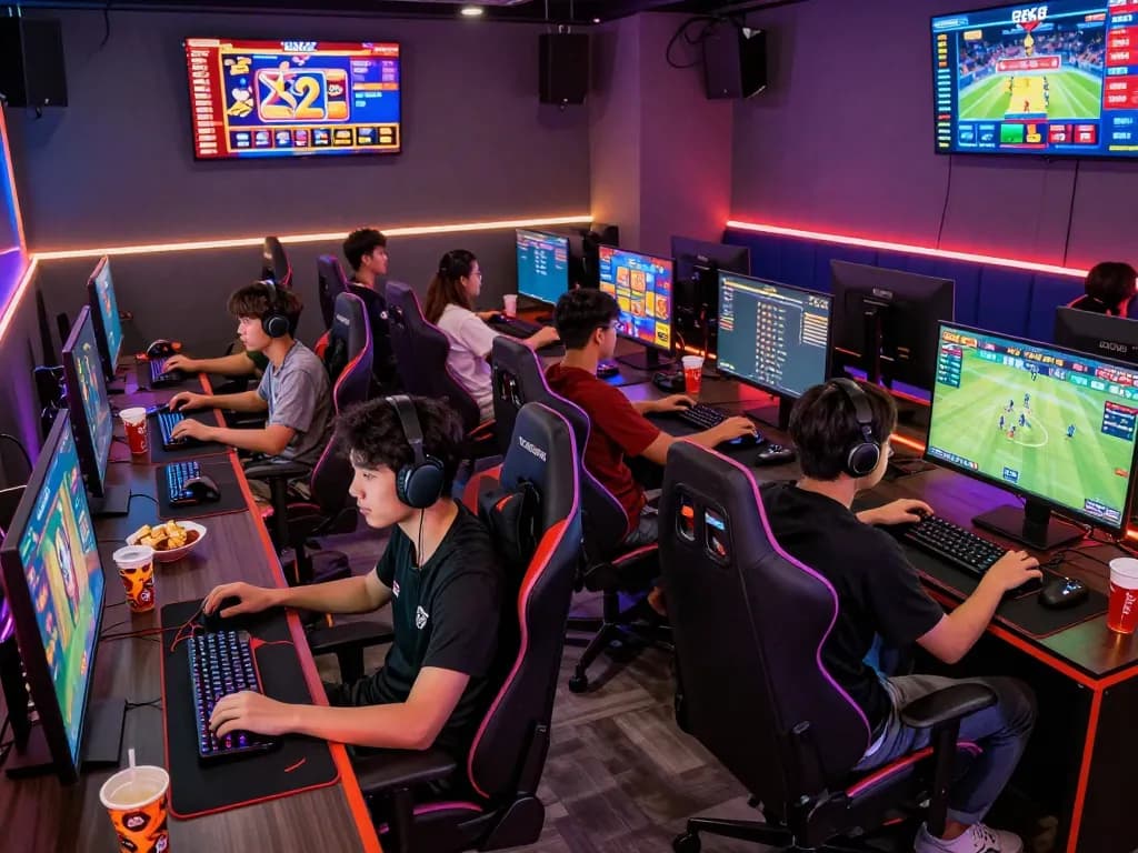 Players enjoying a thrilling BK8 gaming experience in a vibrant lounge setting.