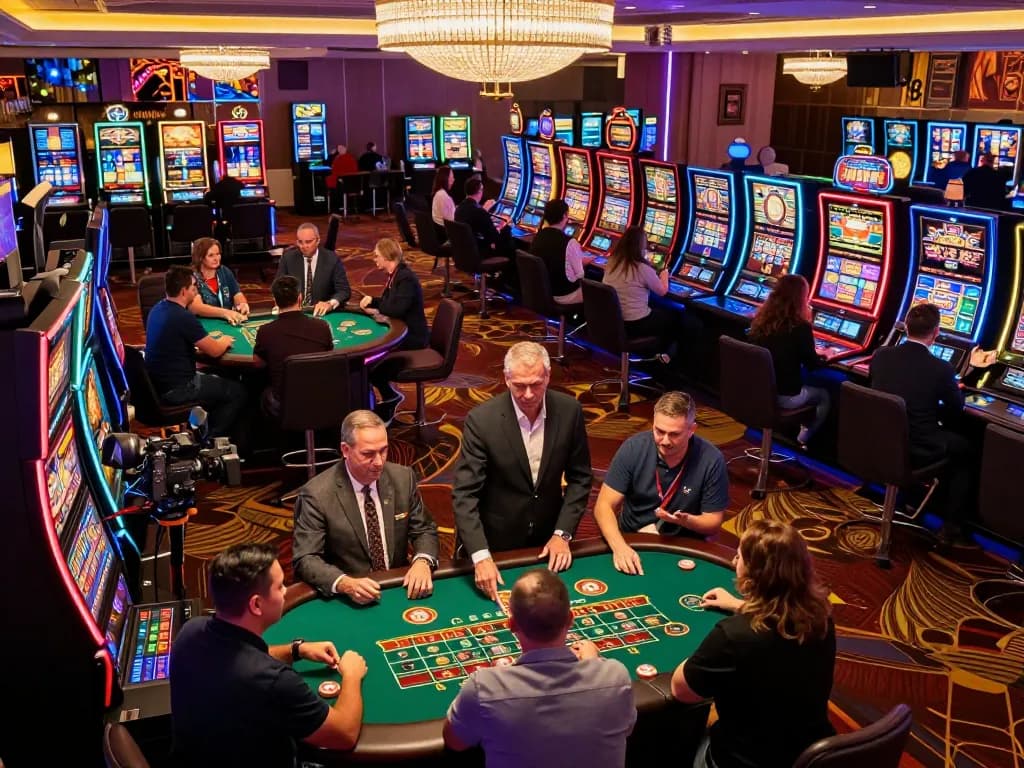 Players enjoying vibrant gaming atmosphere at the 88 club casino floor, celebrating wins.