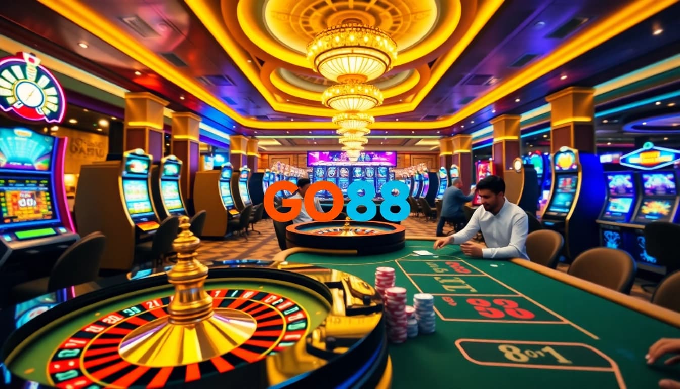 Engaging action at the Trang Chủ GO88 online casino with vibrant game displays and enthusiastic players.