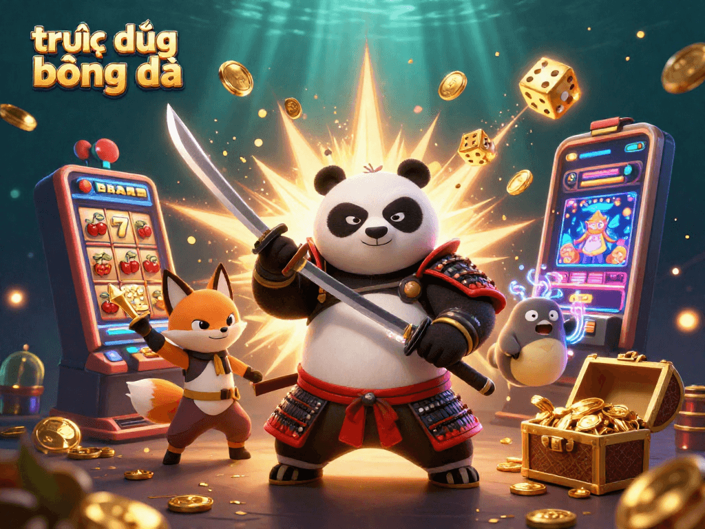 Experience trực tiếp bóng đá with vibrant characters and dynamic casino elements in this stunning illustration.