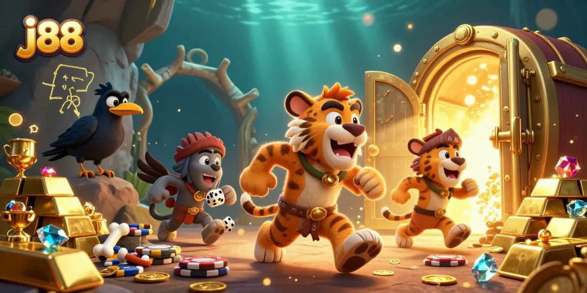 Experience thrilling action at j88 with caveman and sabertooth duo in a vibrant casino scene.