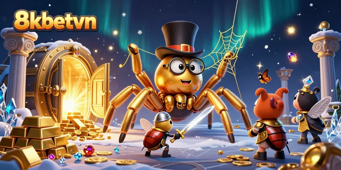 Experience thrilling gameplay at 8kbetvn with a festive, magical casino illustration.