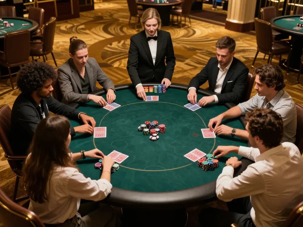 HDBET players engaged in an immersive high-stakes poker game at a luxurious casino