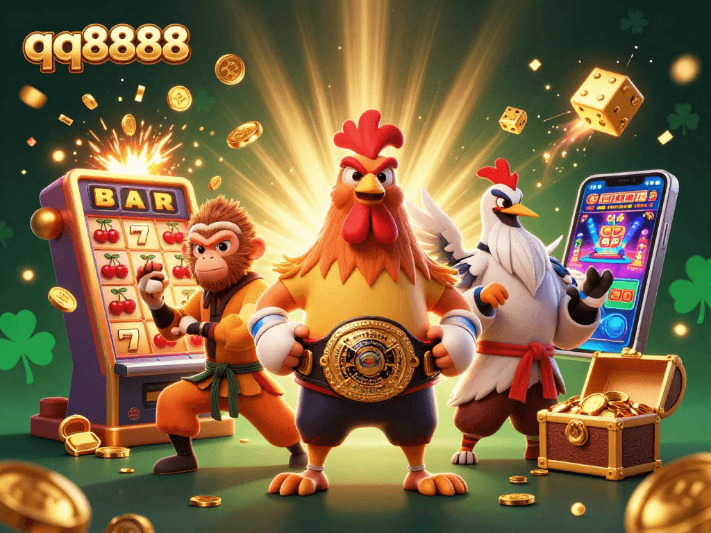 Experience exciting casino promotions with the joyous spirit of qq8888, featuring iconic characters and vibrant gaming elements.