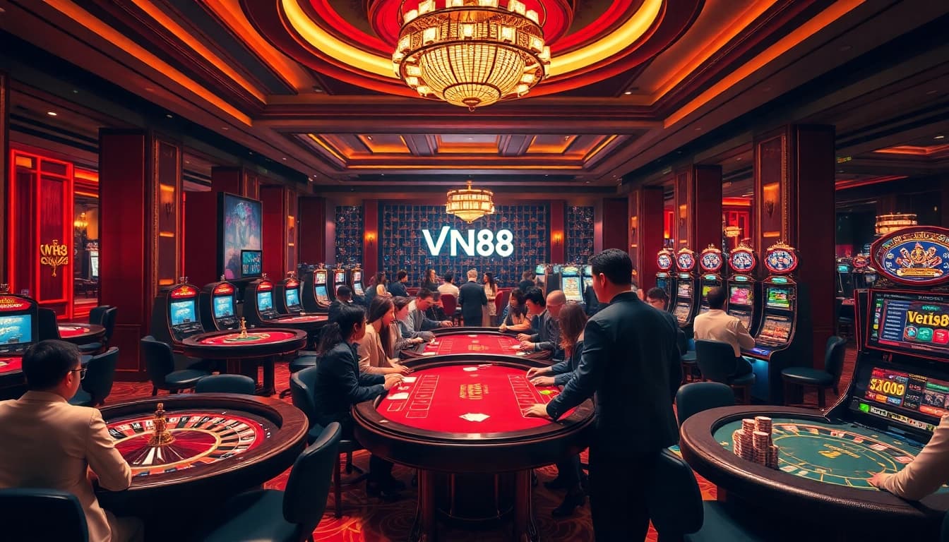 Experience luxury gambling at VN88 with vibrant tables and stylish players in action.