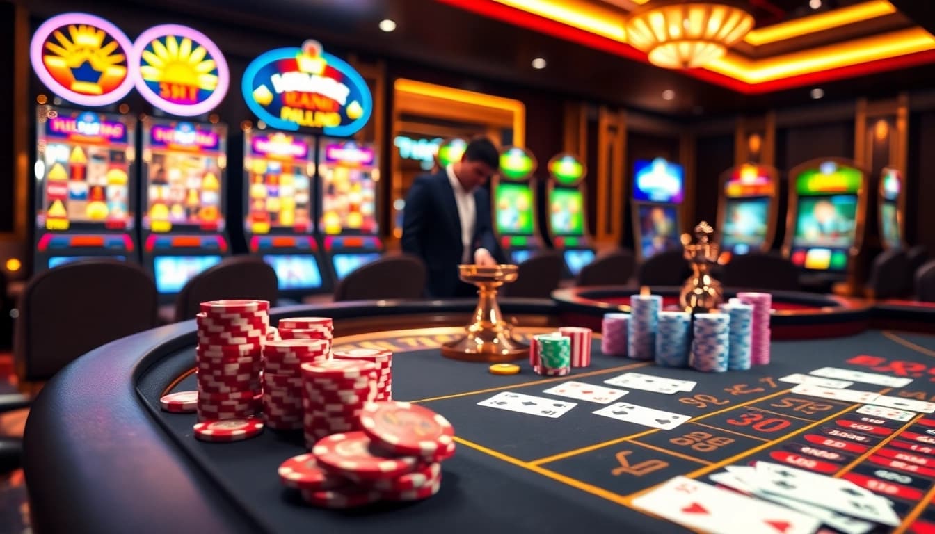 Experience thrilling gameplay at https://ee88a.co.com/ with vibrant casino scenes featuring poker and roulette.