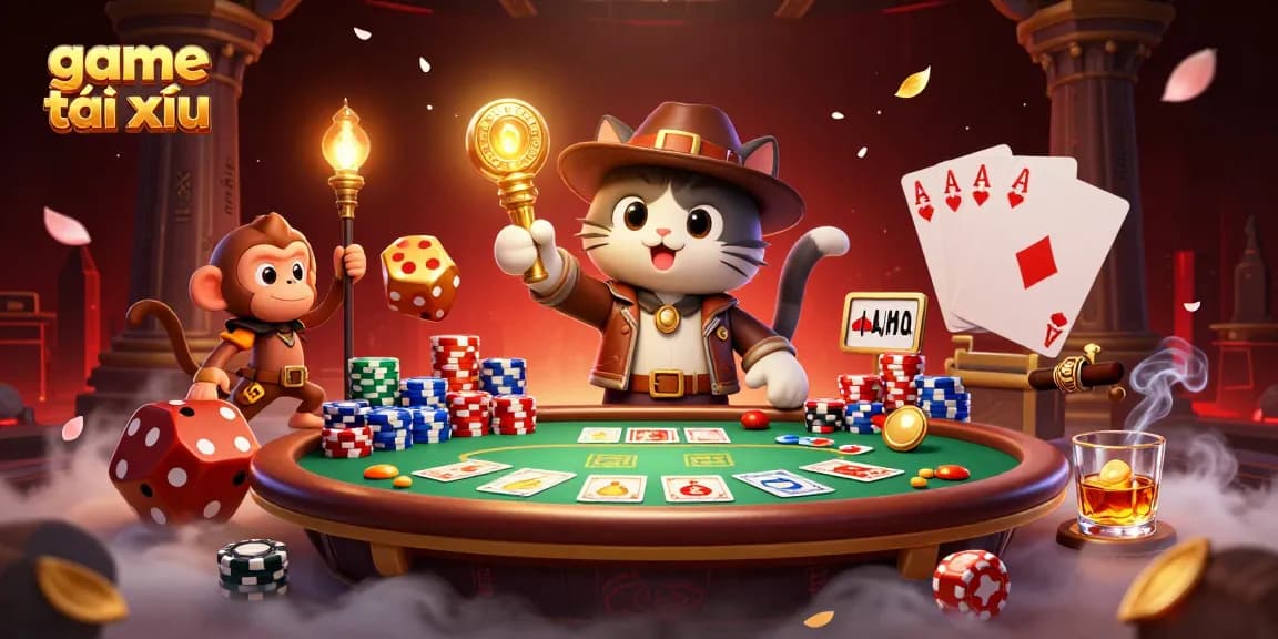 Engage in the excitement of game tài xỉu with dynamic casino elements and characters.