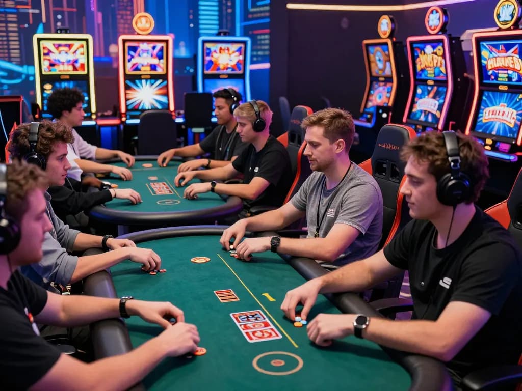 Exciting online gaming atmosphere showcasing players at gem88 engaged in casino games with vibrant digital graphics.