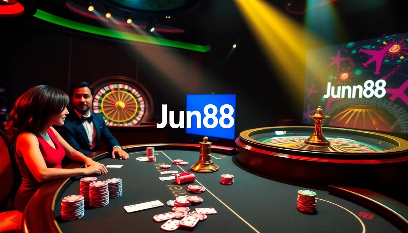 Experience thrilling gameplay at nhà cái jun88 with vibrant poker and roulette tables.