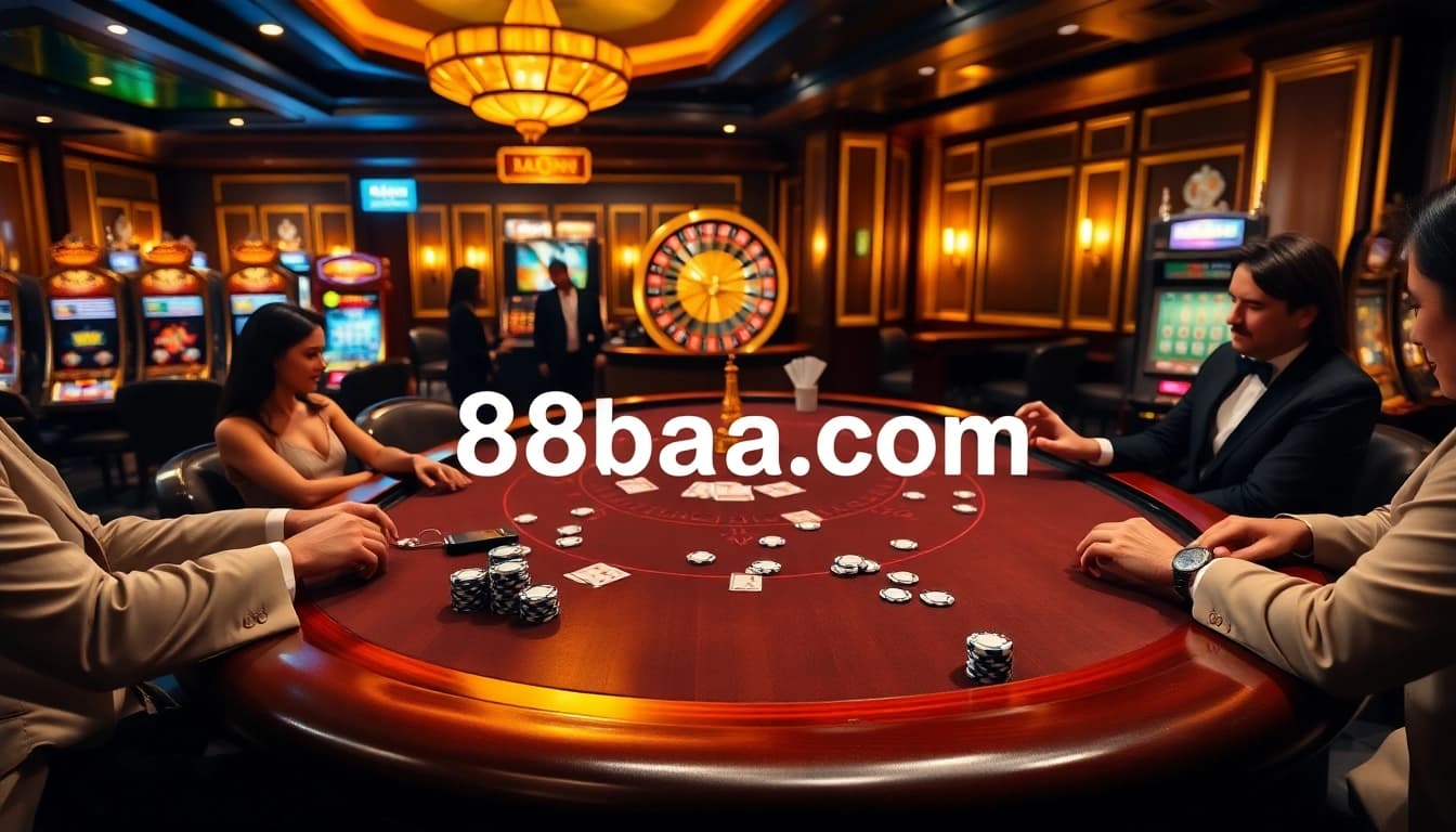 Experience thrilling gameplay and excitement at 88aa.com with luxurious casino scenes.
