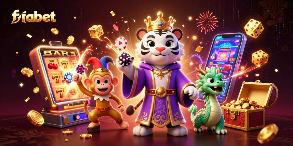 Experience fabet's vibrant casino atmosphere with animated characters, glowing jackpots, and dynamic game elements.