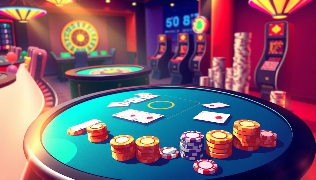 Experience the thrill of online gambling with vibrant visuals at http://go88hv.com/, featuring exciting games, chips, and cards.