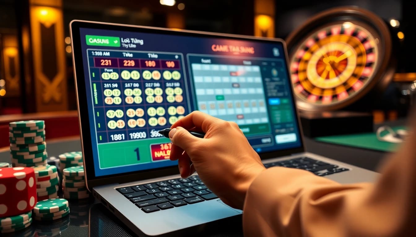 Lô đề trực tuyến platform showing live betting placement with casino chips and roulette wheel