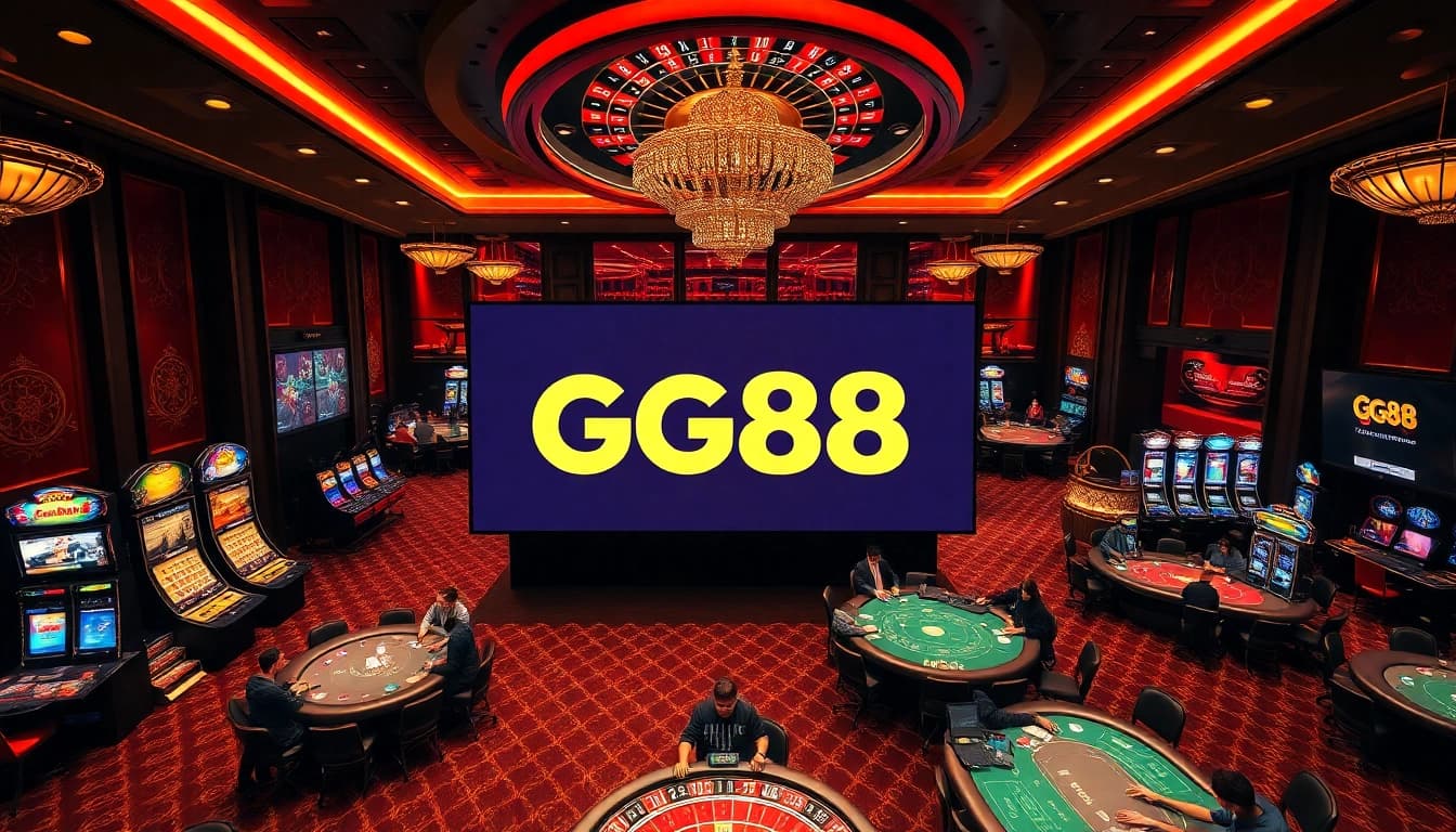 GG88 players engaged in thrilling casino games, showcasing excitement and luxury.