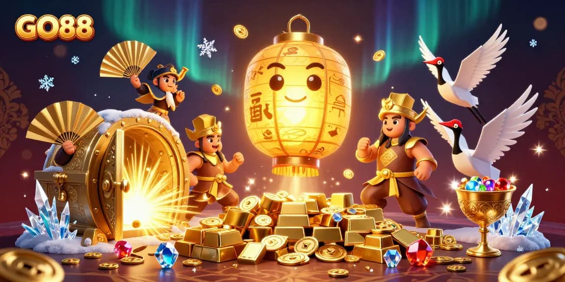 Join the excitement at GO88 with a vibrant illustration showcasing dynamic casino elements.
