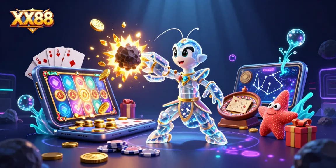 Experience exciting gameplay at XX88 with immersive visuals of a cosmic samurai and vibrant casino elements.