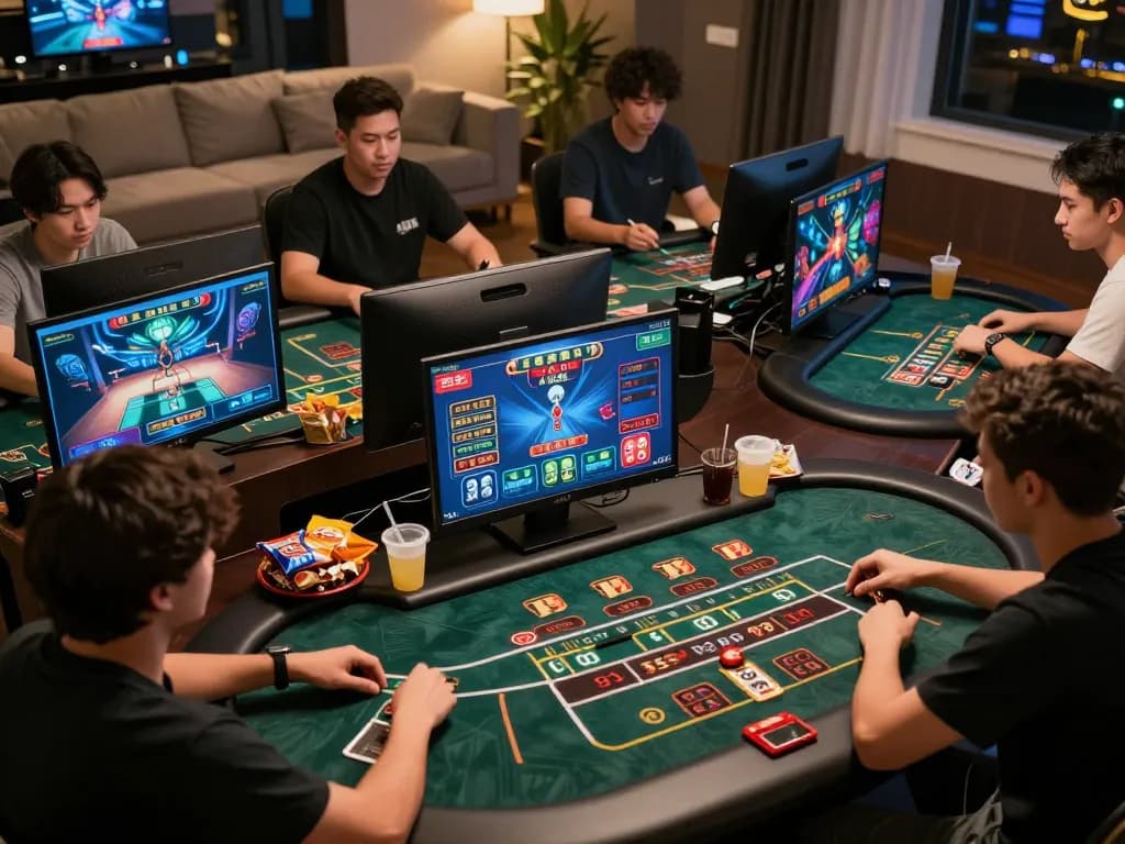 Players engaging in thrilling online gaming experience at 88vv with vibrant casino interfaces.
