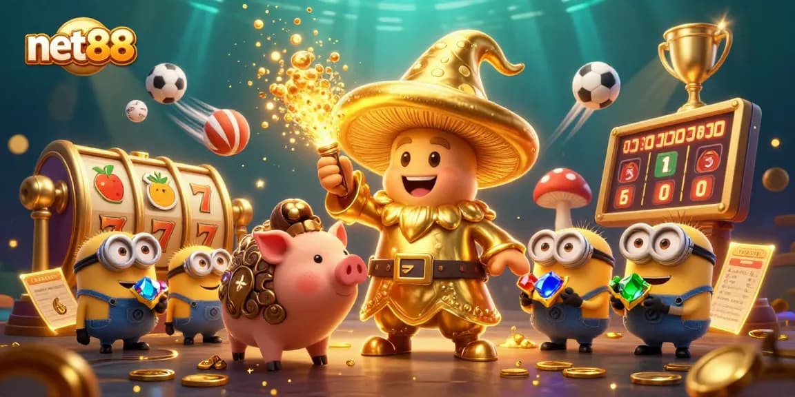 net88 showcases a vibrant, magical casino scene with enchanting characters and dynamic betting elements.
