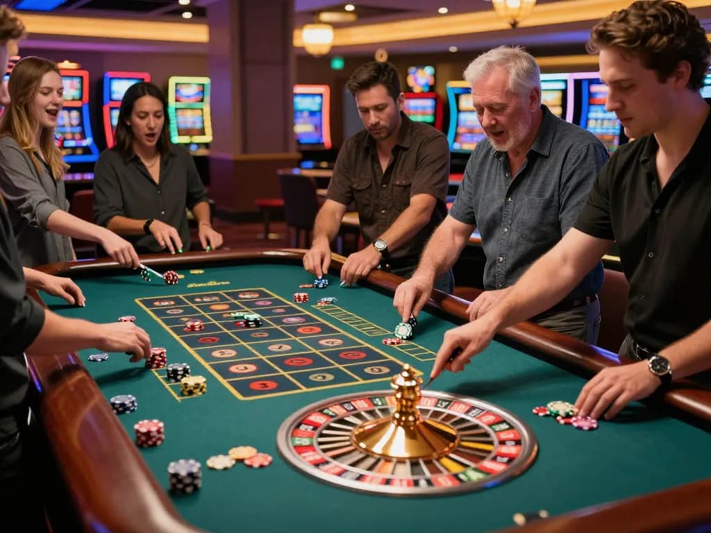 Players at the roulette table enjoy the excitement of gaming at 78wingo casino.