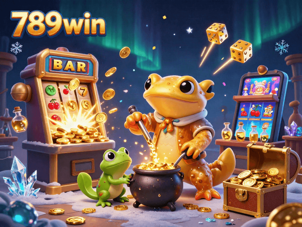 Engage with 789win's vibrant casino world, showcasing alchemy and luck in 3D illustration.