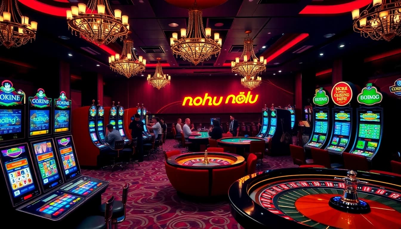 Engage in thrilling casino activities at NoHu, featuring vibrant slot machines and table games.