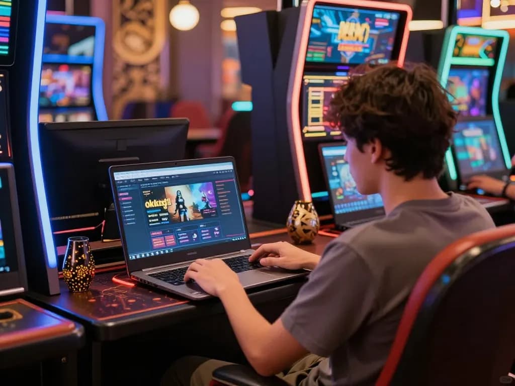 Play engaging games on okking1 platform in a cozy home environment with stylish decor.