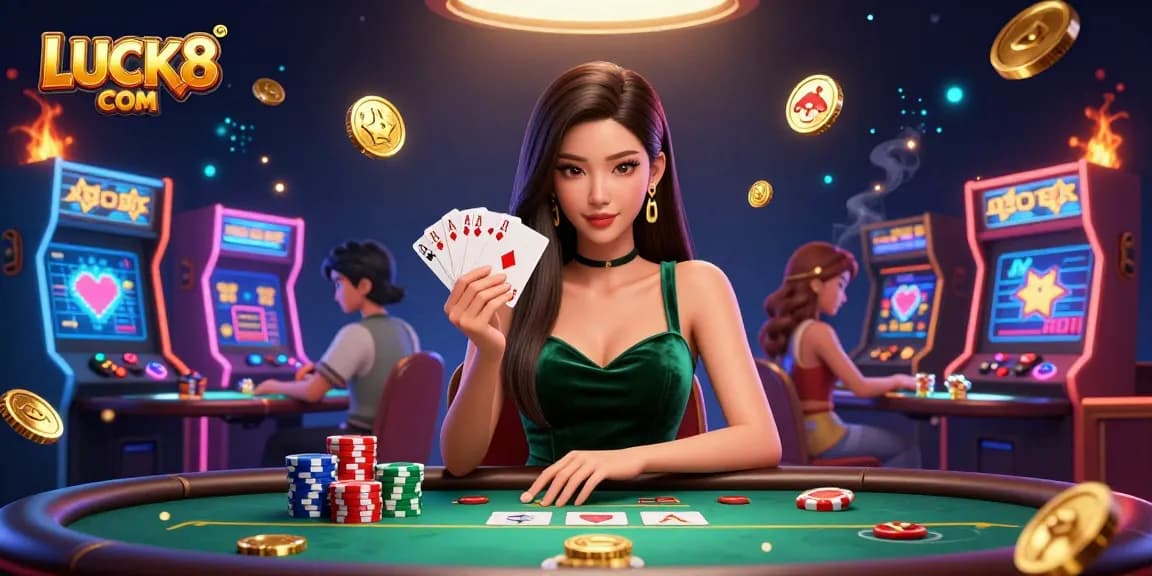 Experience thrilling poker gameplay at LUCK8 COM with a stunning visual of a focused player at a high-stakes table.