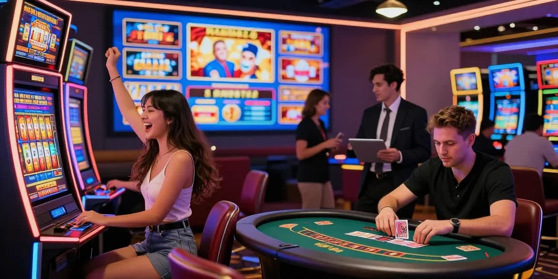 Exciting gaming atmosphere at credit card casinos UK showcasing https://mvc.org.uk with diverse players enjoying slots and table games.
