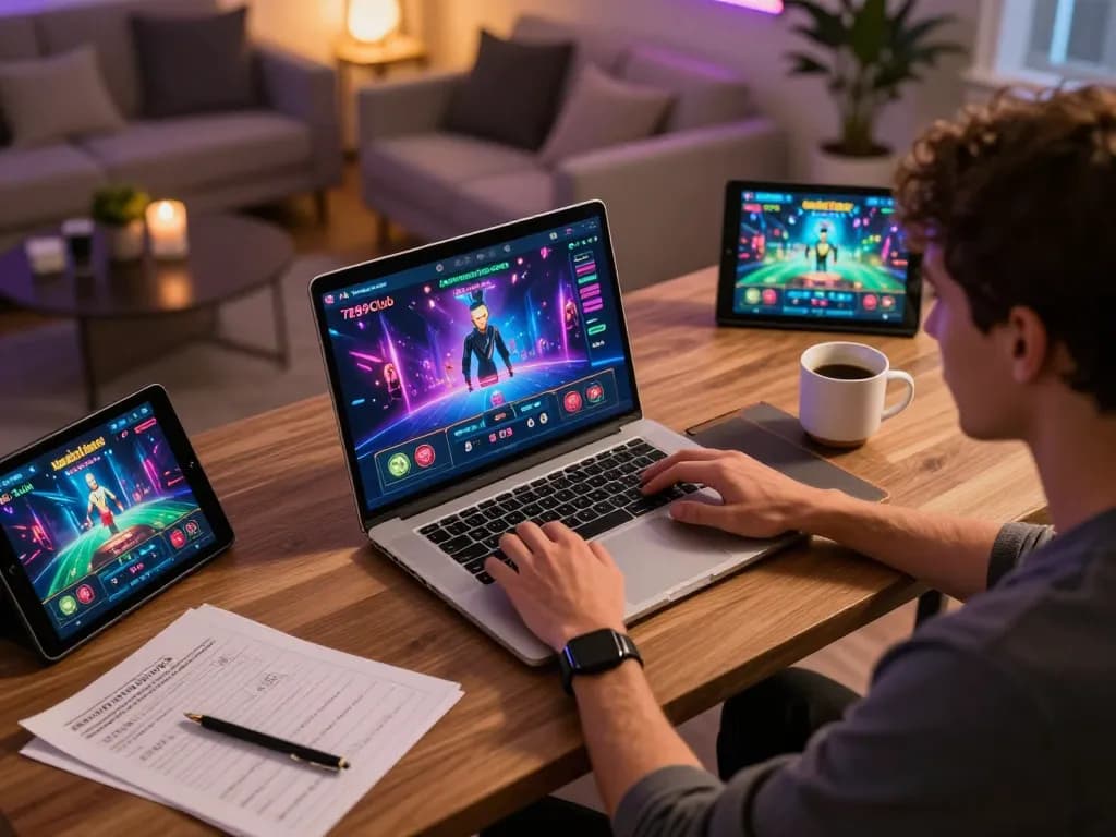Engaging gameplay on laptop showcasing 789Club casino app in cozy home setting