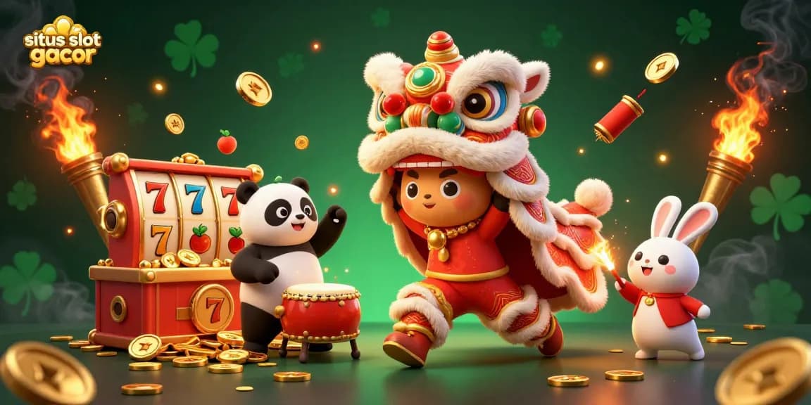 Experience the excitement of situs slot gacor with vibrant characters in a lively casino scene.